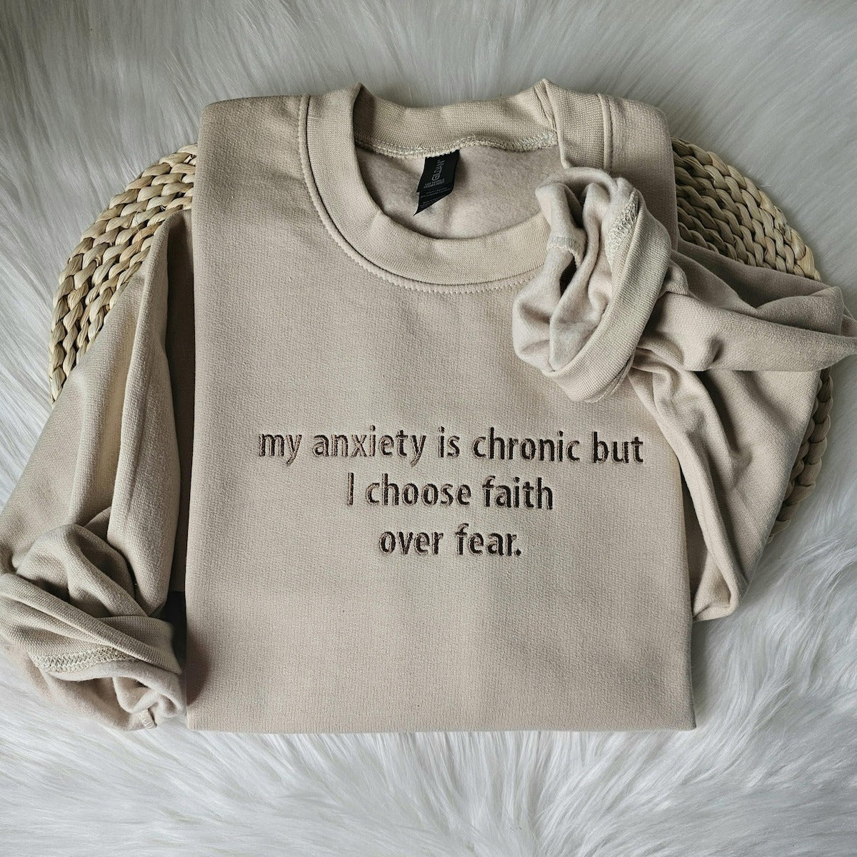 My anxiety is Chronic Embroidered Sweatshirt - Mental Health Crewneck Hoodie, Gift for Christian