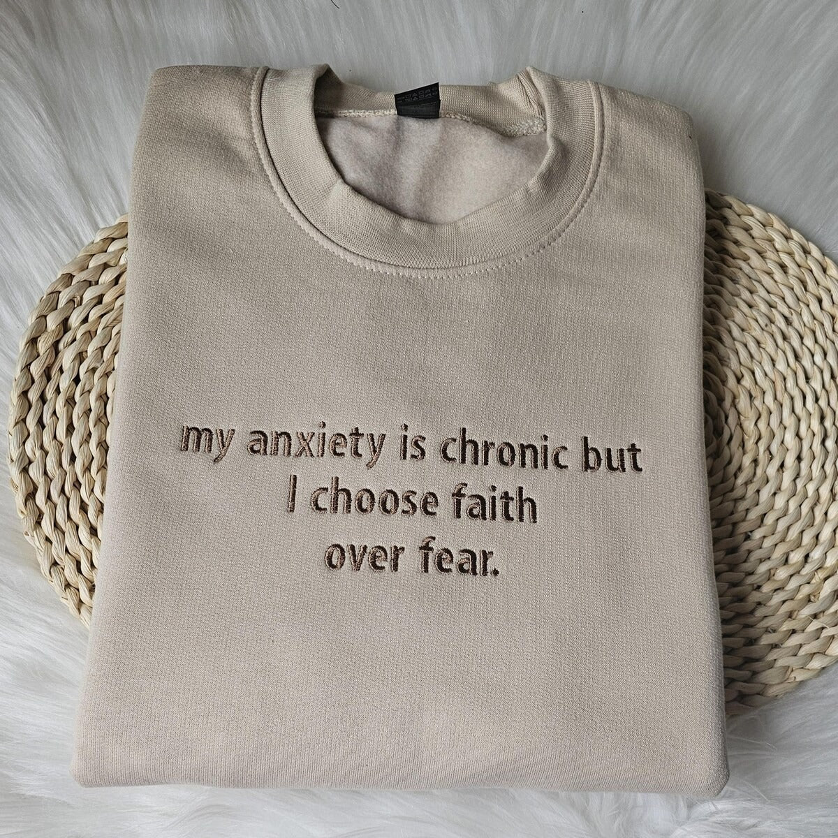 My anxiety is Chronic Embroidered Sweatshirt - Mental Health Crewneck Hoodie, Gift for Christian