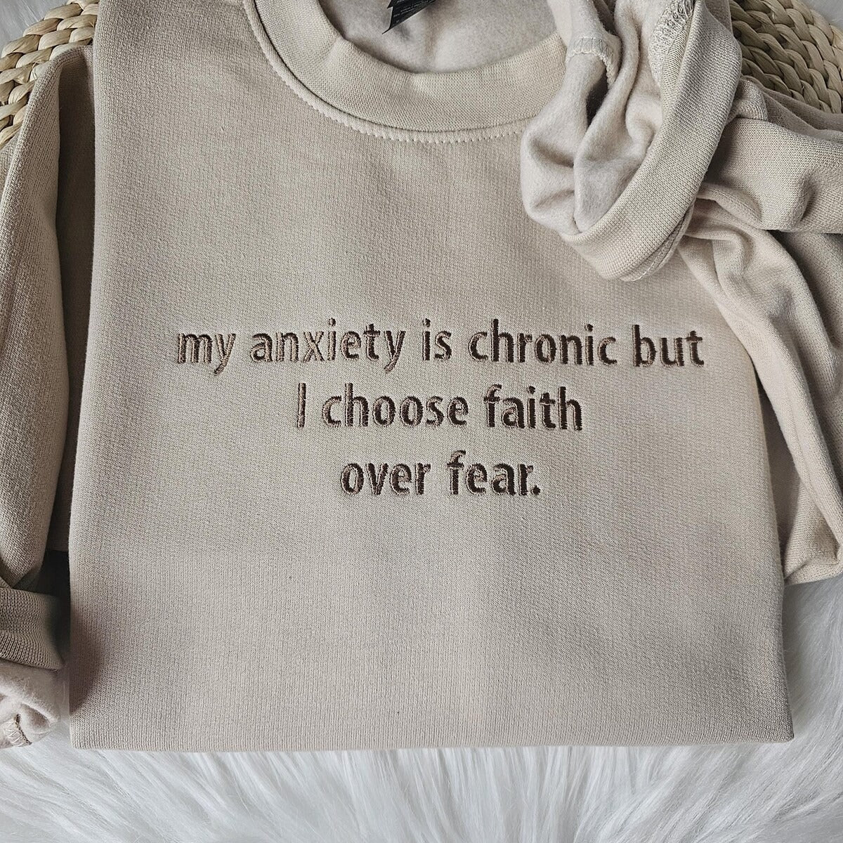 My anxiety is Chronic Embroidered Sweatshirt - Mental Health Crewneck Hoodie, Gift for Christian