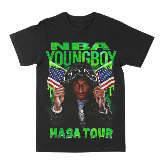 Youngboy Never Broke Again "MASA Tour 2025" Vintage Graphic Tee - Unisex Rap Shirt, Y2K Streetwear