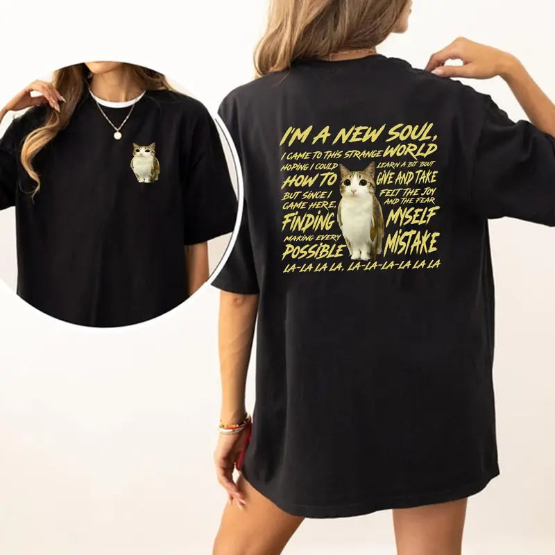 "New Souls" Funny Meme T-Shirt – Meowl Cat & Owl Brainrot Tee - Dogmomhat