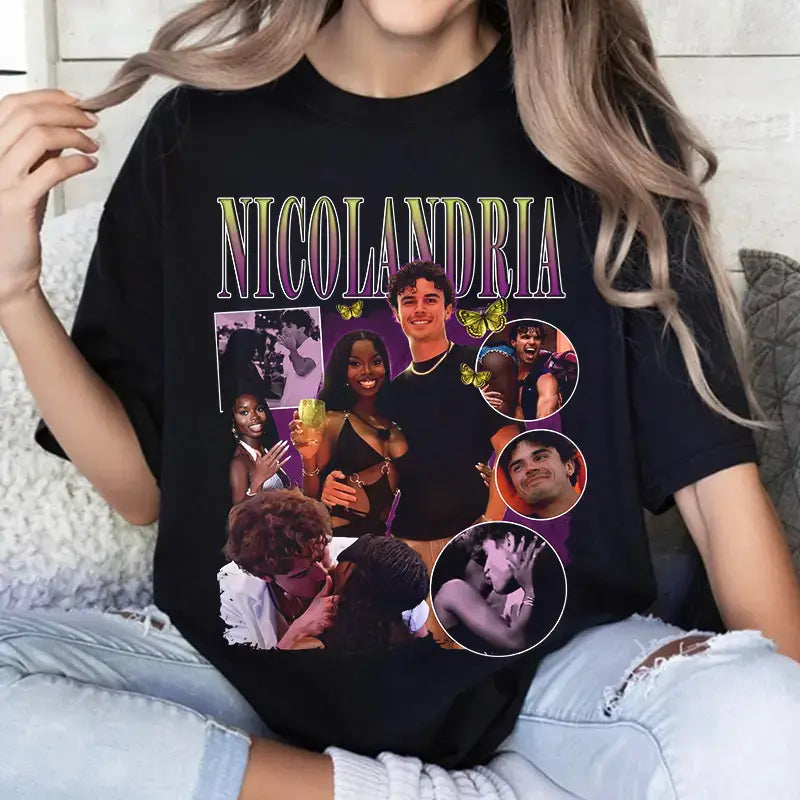 Nicolandria-Inspired T-Shirt – Reality Romance Graphic Tee, Unisex Cotton Shirt for Fans of Island Dating Shows (2025 Edition) - Dogmomhat