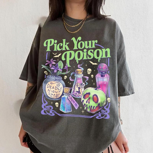 "Pick Your Poison" Vintage Comfort Colors T-Shirt - Kuzco's Halloween Tee - Dogmomhat