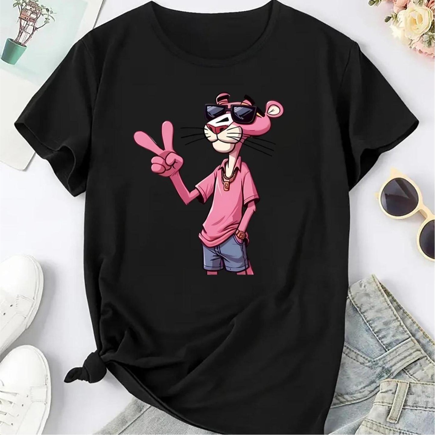 Pink Panther Women's Graphic T-Shirt - All-Season Fashion Top - Dogmomhat