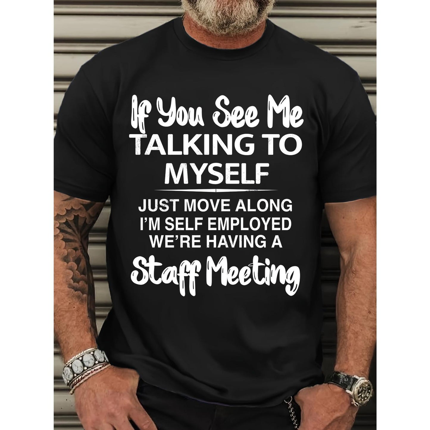 Plus Size "If You See Me Talking to Myself" Men's Graphic T-Shirt – Summer Short Sleeve Tee - Dogmomhat