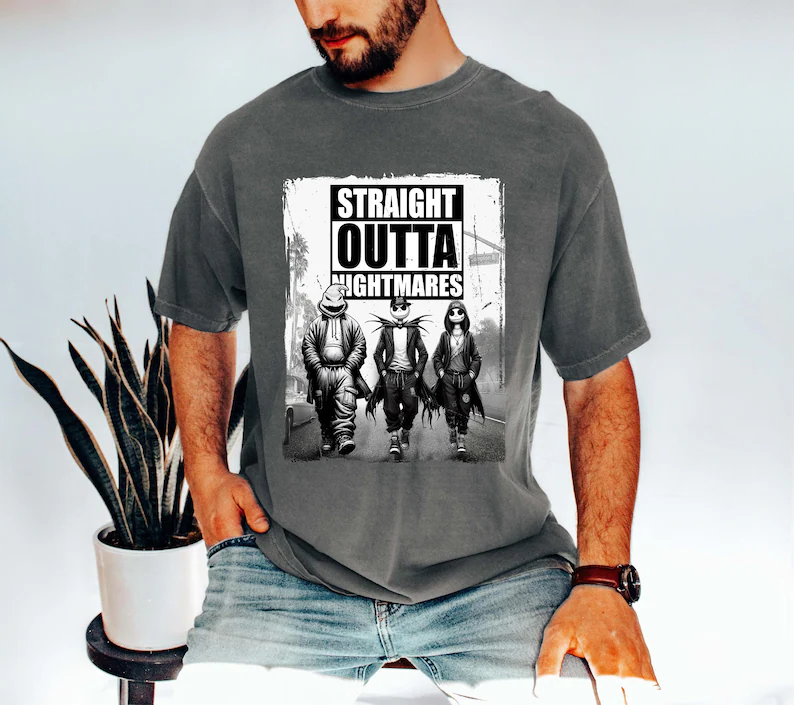 Straight Outta Nightmare Halloween T-Shirt – Funny Spooky Graphic Tee, Unisex Comfort Colors® Party Shirt - Dogmomhat