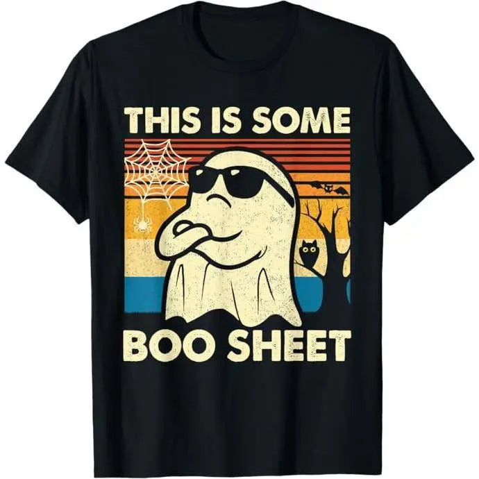 "This is Some Boo Sheet" Funny Ghost T-Shirt - Retro Halloween Men & Women Tee - Dogmomhat