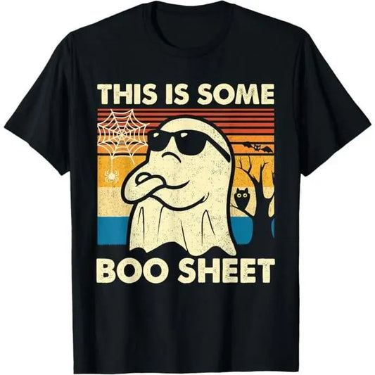 "This is Some Boo Sheet" Funny Ghost T-Shirt - Retro Halloween Men & Women Tee - Dogmomhat