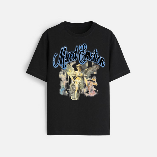 Y2K Street Style T-Shirt - Retro Angel & Flame Graphic Tee