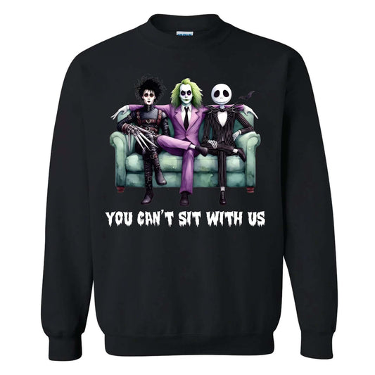 You Can’t Sit With Us Halloween T-Shirt – Funny Horror Character-Inspired Graphic Tee, Unisex Spooky Season Shirt - Dogmomhat