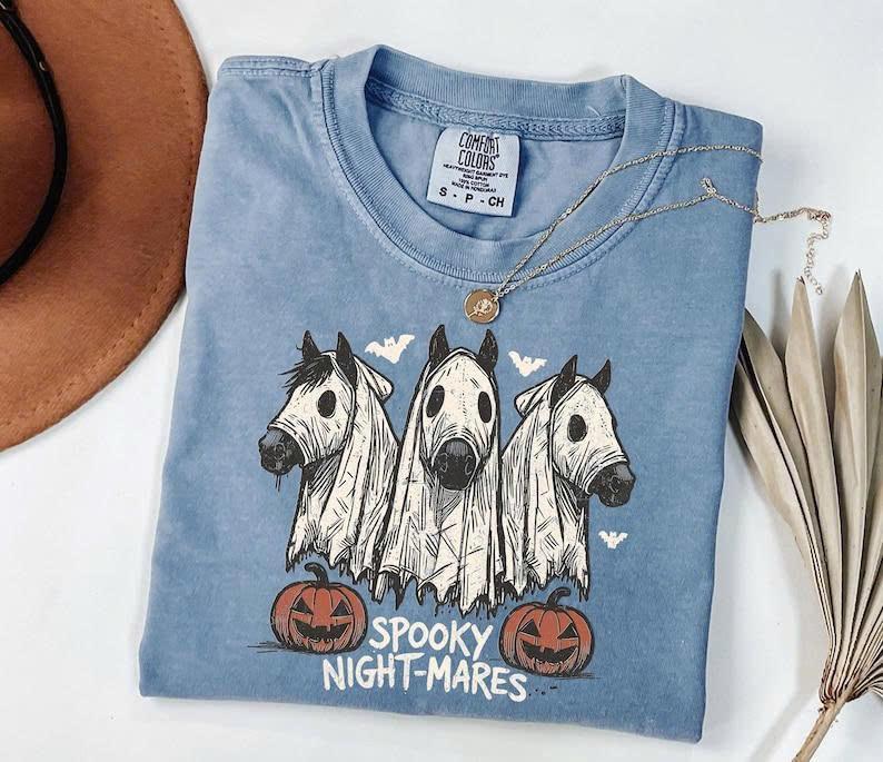 Comfort Colors "Spooky Night-Mares" Horse Shirt - Cute Western Halloween Tee