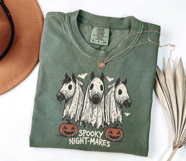 Comfort Colors "Spooky Night-Mares" Horse Shirt - Cute Western Halloween Tee