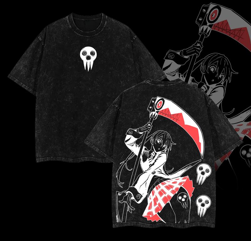 Maka Albarn x Soul Eater Anime Double Printed Vintage Washed Oversize T-Shirt