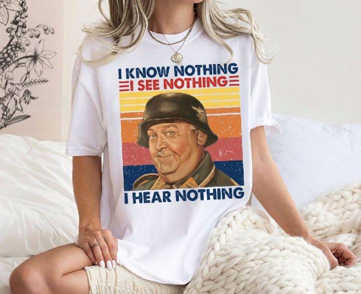 Sergeant Schultz "I Know Nothing" Vintage T-Shirt – Classic Hogan's Heroes Tee for TV Fans