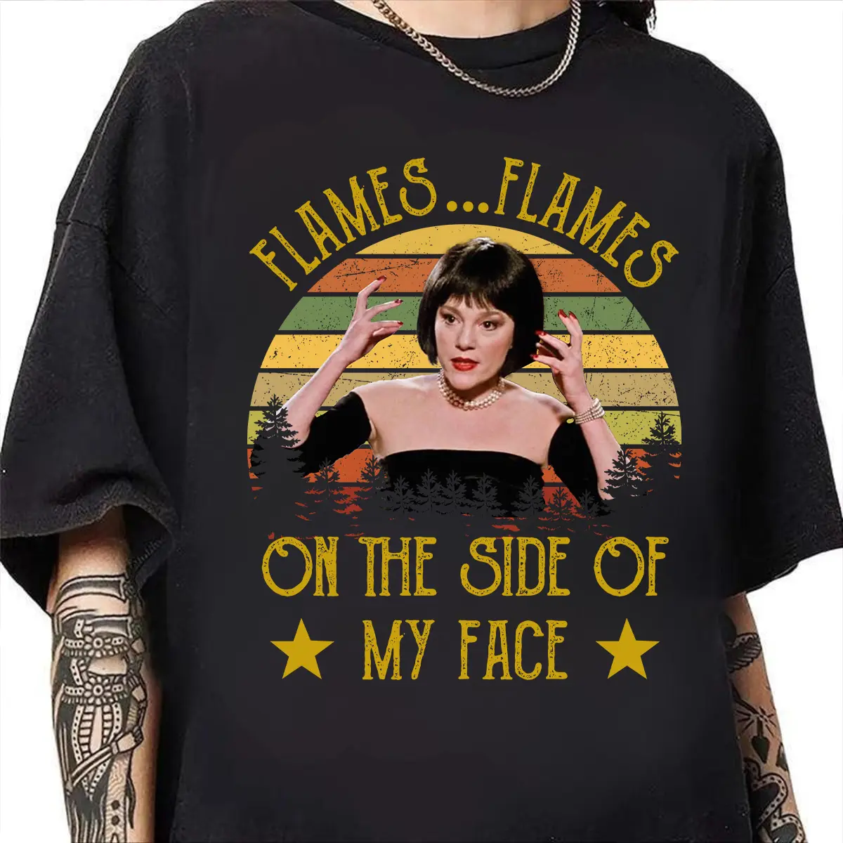 Flames on the Side of My Face Shirt – 80s Mystery Comedy Movie Quote Tee or Sweatshirt for Fans