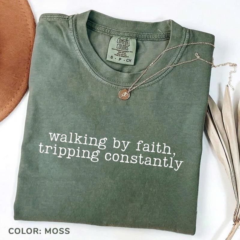 Walking by Faith Tripping Constantly Shirt – Christian Western Graphic Tee for Women