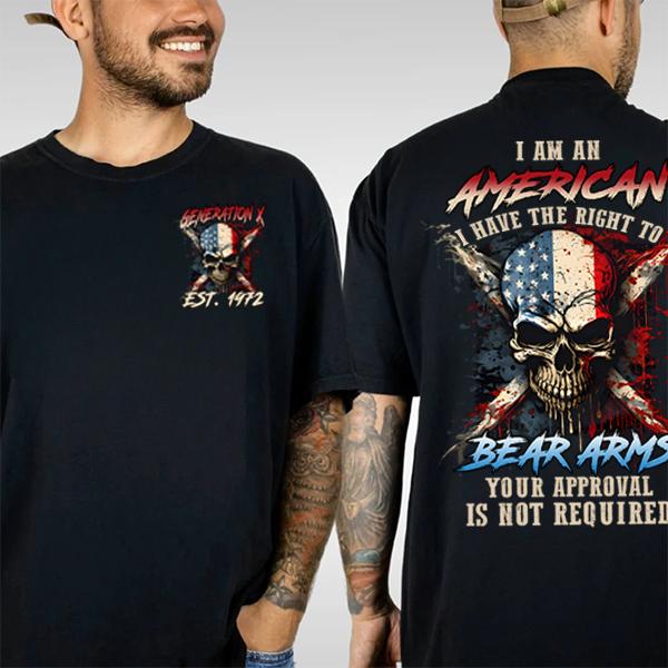 I Am an American Generation X T-Shirt – Gen X Bold Graphic Tee, Unisex 100% Cotton Patriotic Shirt