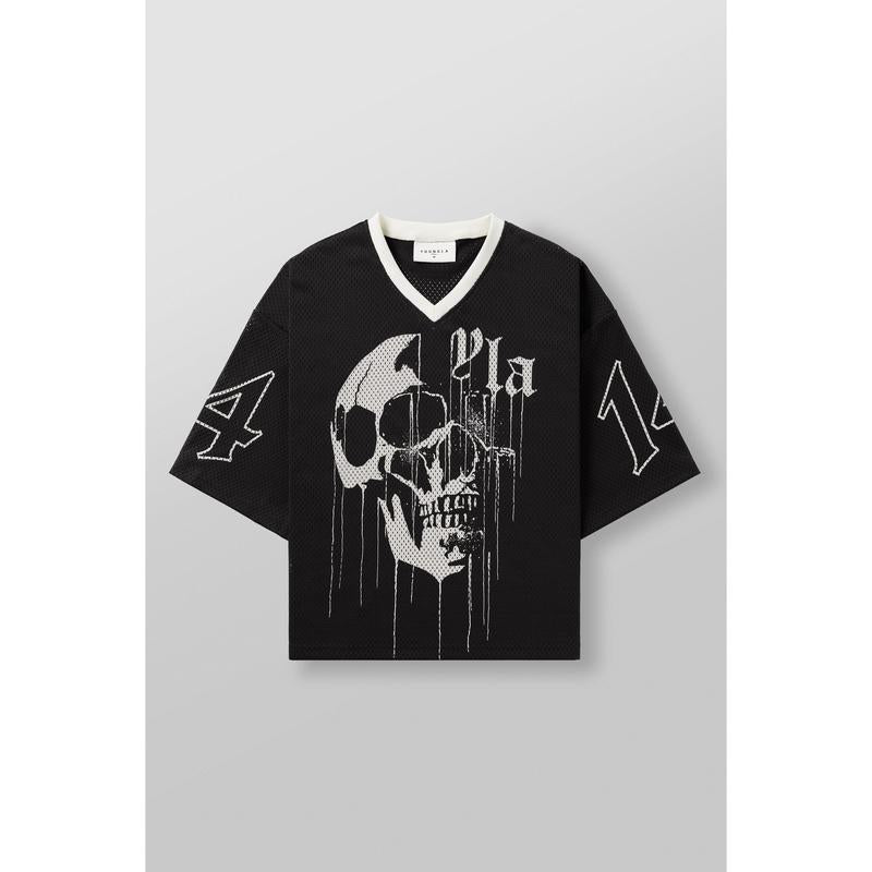 Drippy Skull Jersey – Unique Skull Graphic Tee, Hip-Hop Streetwear