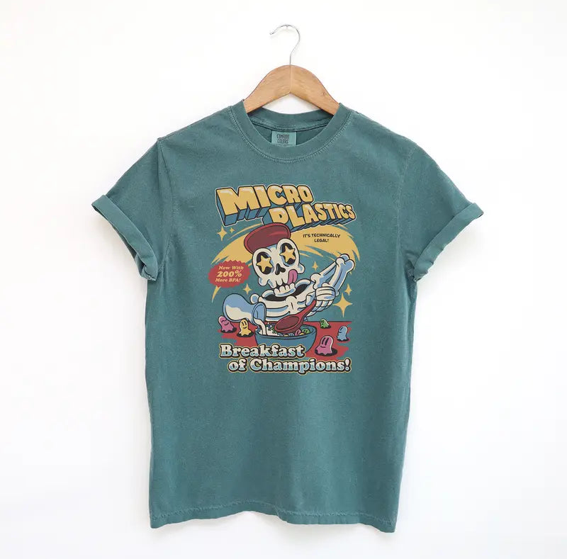 "Micro Plastics Breakfast Skull" Comfort Colors Shirt - Funny Food Graphic Tee