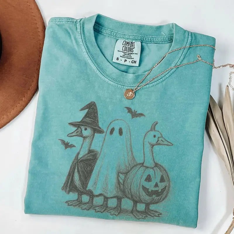 Comfort Colors Goose Halloween Shirt - Funny Ghost & Pumpkin Tee