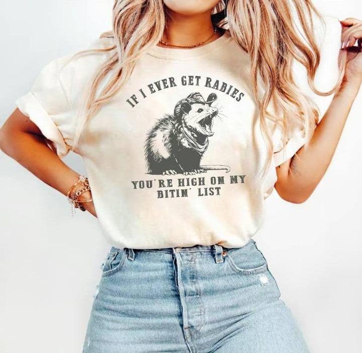 Humorous Raccoon T-Shirt – "If I Ever Get Rabies" Funny Trash Panda Sarcastic Tee