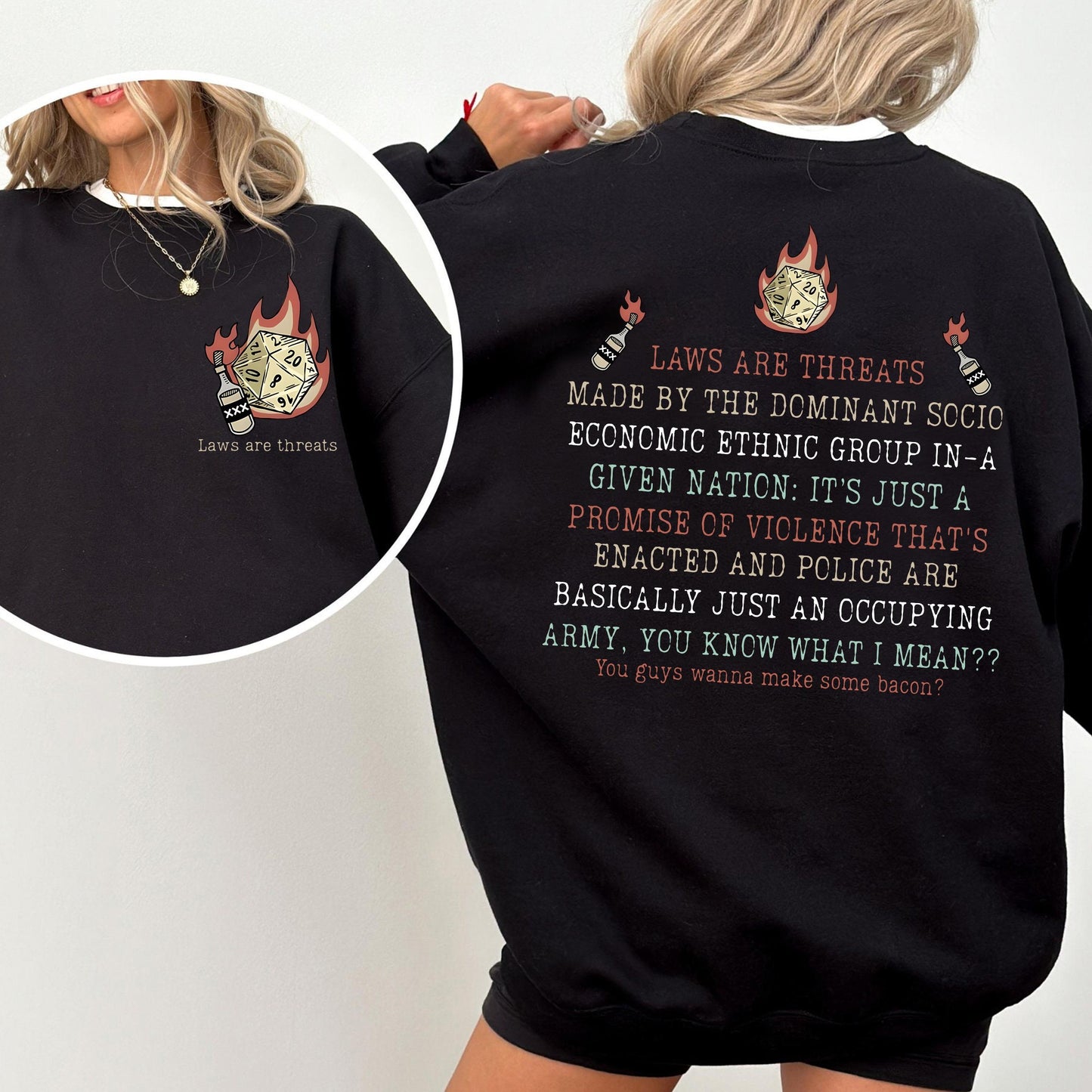 "Laws Are Threats" D&D Funny T-Shirt – Vintage 90s RPG Sweatshirt