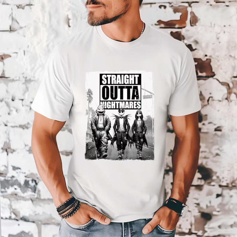 Straight Outta Nightmare Halloween T-Shirt – Funny Spooky Graphic Tee, Unisex Comfort Colors® Party Shirt