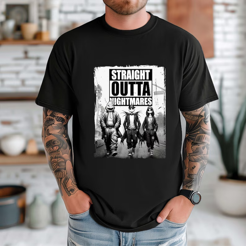 Straight Outta Nightmare Halloween T-Shirt – Funny Spooky Graphic Tee, Unisex Comfort Colors® Party Shirt