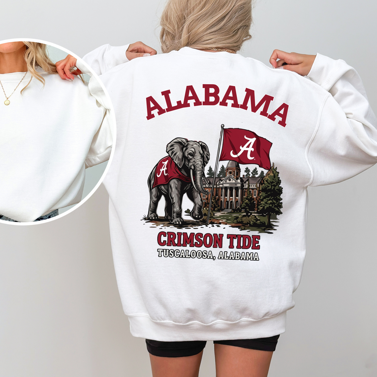 Vintage College Mascot Back Print Black Sweatshirt - Retro University Stadium Graphic Crewneck