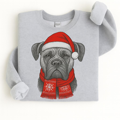 Ugly Christmas Style Santa Paws Dog Crewneck Sweater – Unisex Sport Grey Festive Pet Pullover