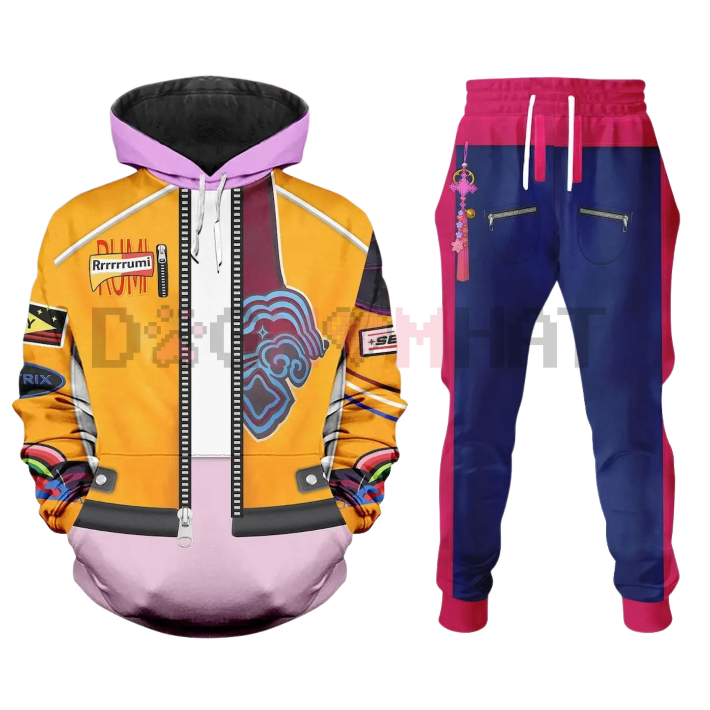 Derpy Tiger Costume Hoodie Jogger – Kpop Demon Hunters Outfit, Huntrix Kpop Cosplay, K-pop Movie Gift