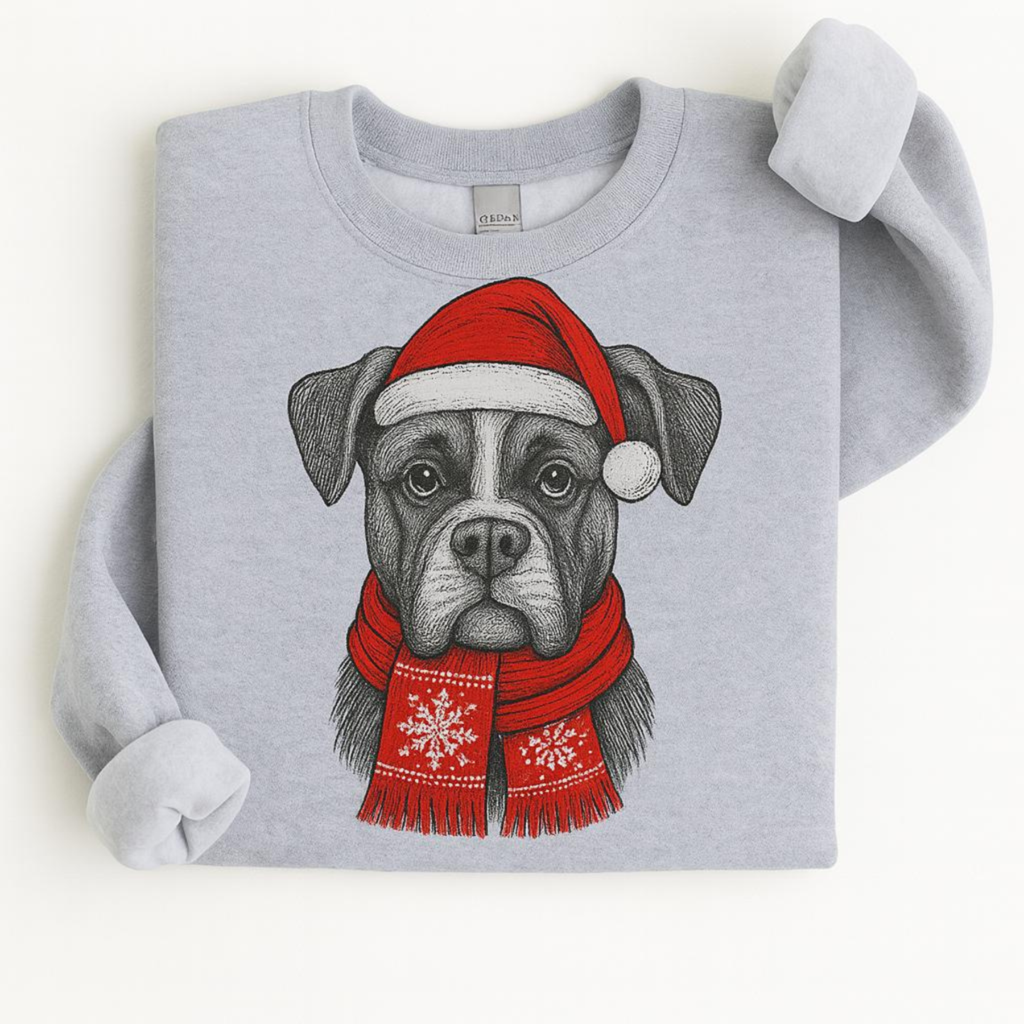 Ugly Christmas Style Santa Paws Dog Crewneck Sweater – Unisex Sport Grey Festive Pet Pullover