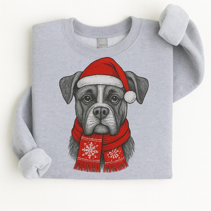 Ugly Christmas Style Santa Paws Dog Crewneck Sweater – Unisex Sport Grey Festive Pet Pullover