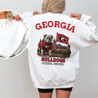 Vintage College Mascot Back Print Black Sweatshirt - Retro University Stadium Graphic Crewneck
