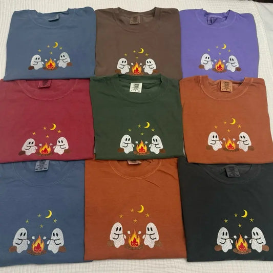 Ghosts Camping Short Sleeve T-Shirt - Comfort Colors Spooky Season Tee