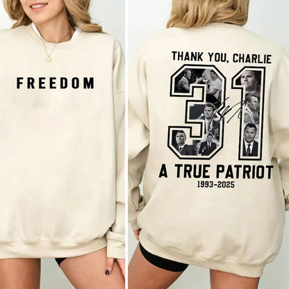 Charlie Kirk American Patriot Sweatshirt – Freedom Graphic Sweatshirt, Unisex Political Apparel