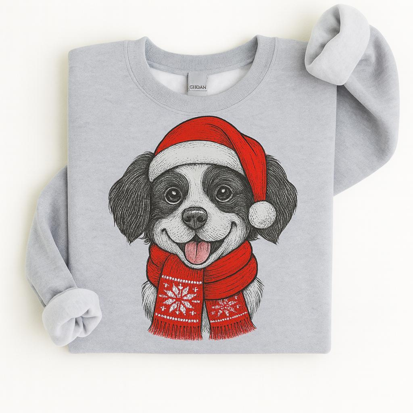Ugly Christmas Style Santa Paws Dog Crewneck Sweater – Unisex Sport Grey Festive Pet Pullover