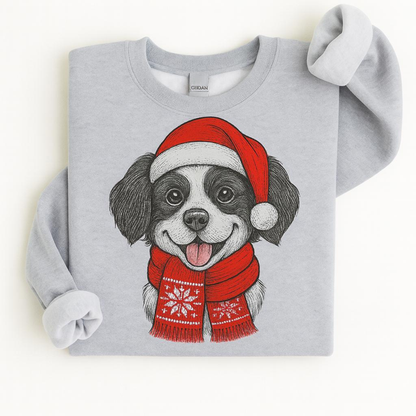 Ugly Christmas Style Santa Paws Dog Crewneck Sweater – Unisex Sport Grey Festive Pet Pullover