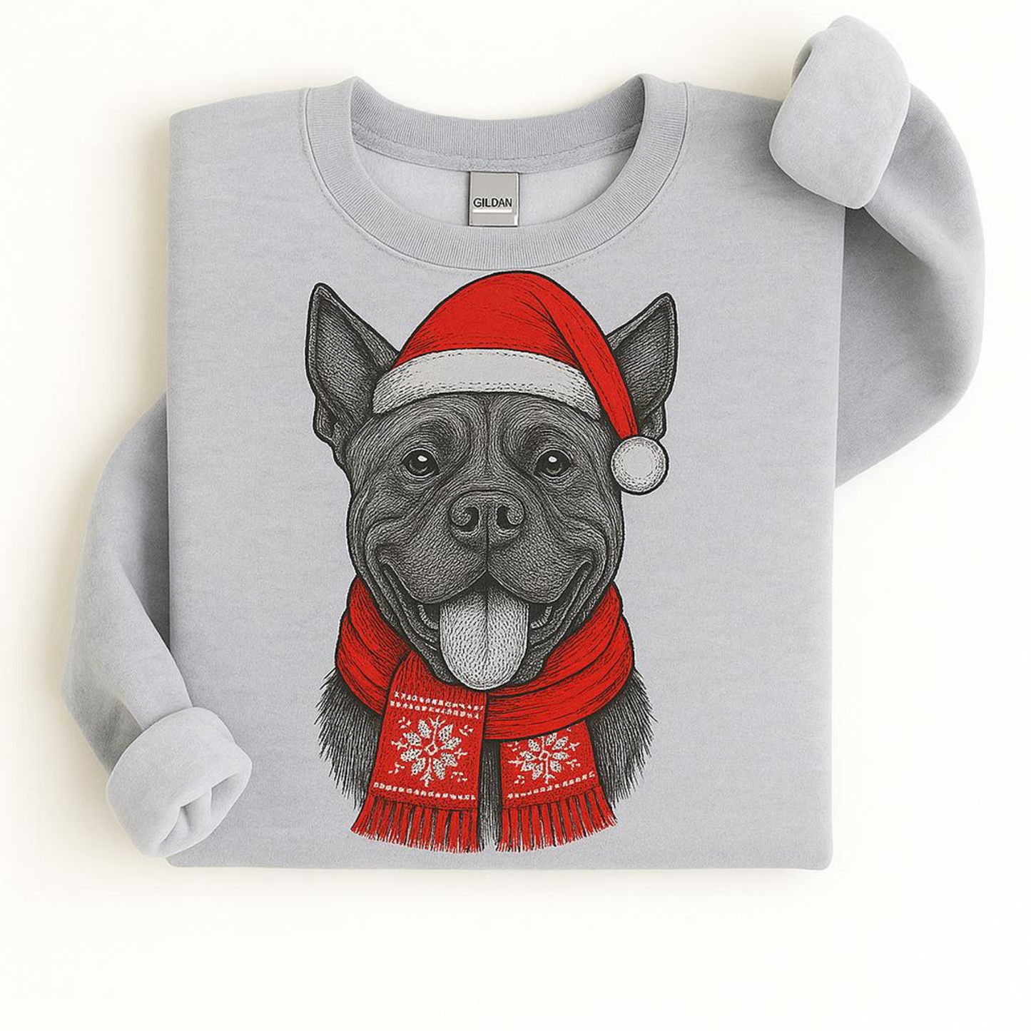 Ugly Christmas Style Santa Paws Dog Crewneck Sweater – Unisex Sport Grey Festive Pet Pullover