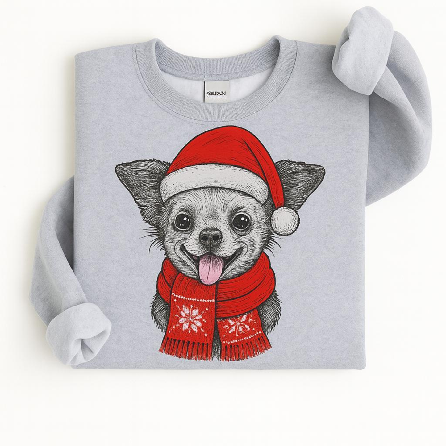 Ugly Christmas Style Santa Paws Dog Crewneck Sweater – Unisex Sport Grey Festive Pet Pullover
