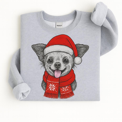 Ugly Christmas Style Santa Paws Dog Crewneck Sweater – Unisex Sport Grey Festive Pet Pullover
