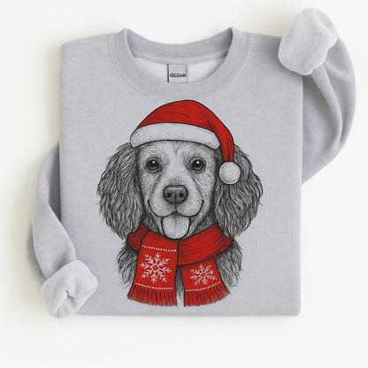 Ugly Christmas Style Santa Paws Dog Crewneck Sweater – Unisex Sport Grey Festive Pet Pullover