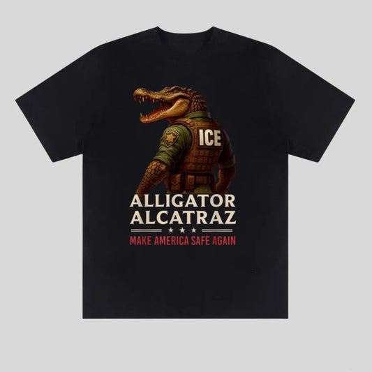 Alligator ICE T-Shirt – Comfort Colors Make America Safe Again Graphic Tee, Unisex Law Enforcement Shirt