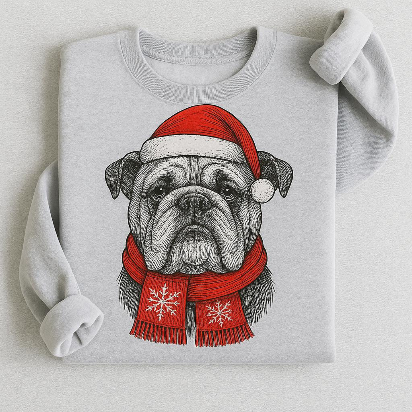 Ugly Christmas Style Santa Paws Dog Crewneck Sweater – Unisex Sport Grey Festive Pet Pullover