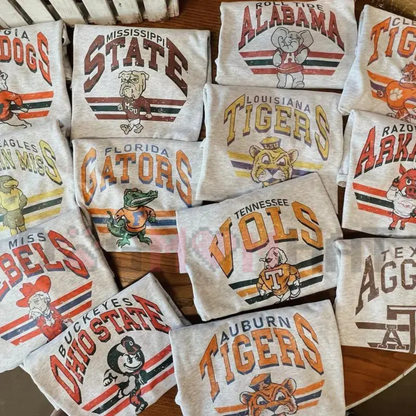 Vintage Retro College Football Sweatshirt – Ash Grey Game Day Crewneck