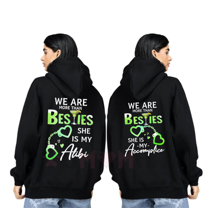 Matching Best Friend/Couple Hoodie – "More Than Besties" Graphic Fleece Pullover