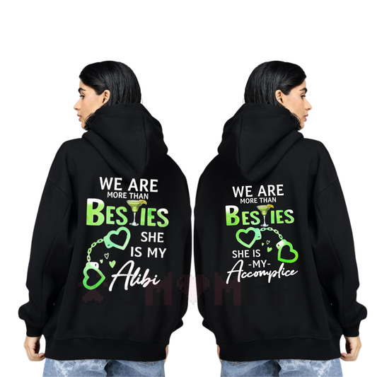 Matching Best Friend/Couple Hoodie – "More Than Besties" Graphic Fleece Pullover