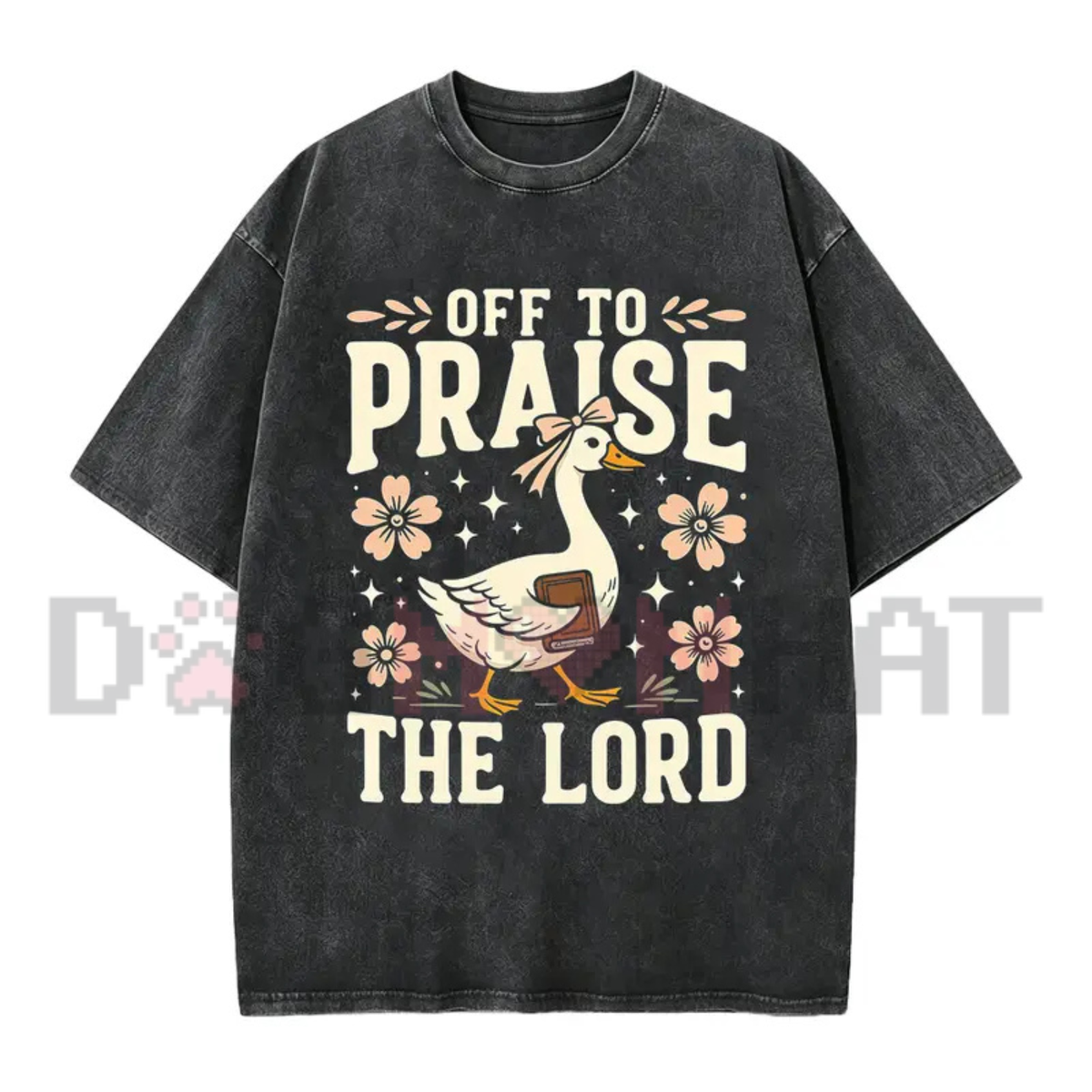 "Off to Praise the Lord" Funny Christian Goose Graphic T-Shirt