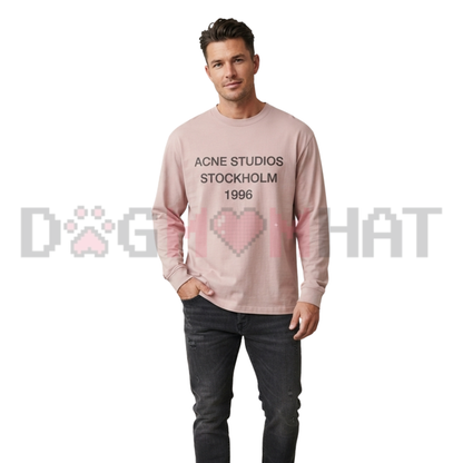 Stockholm 1996 Retro European Graphic Long Sleeve Tee - Dusty Pink Vintage Tour Aesthetic Unisex Cotton Shirt