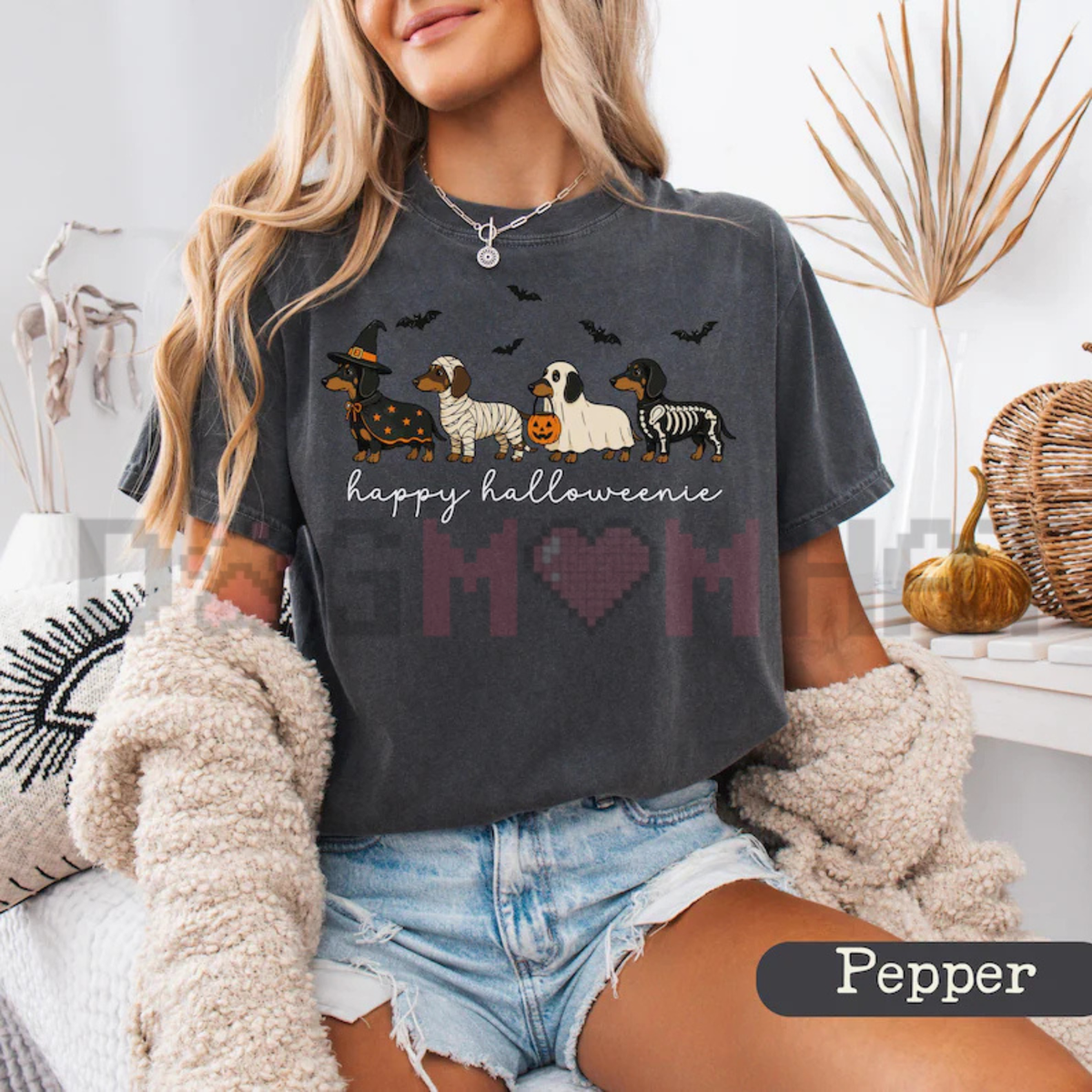 Comfort Colors® Halloween Dachshund T-Shirt - Happy Halloweenie Wiener Dog Graphic Tee